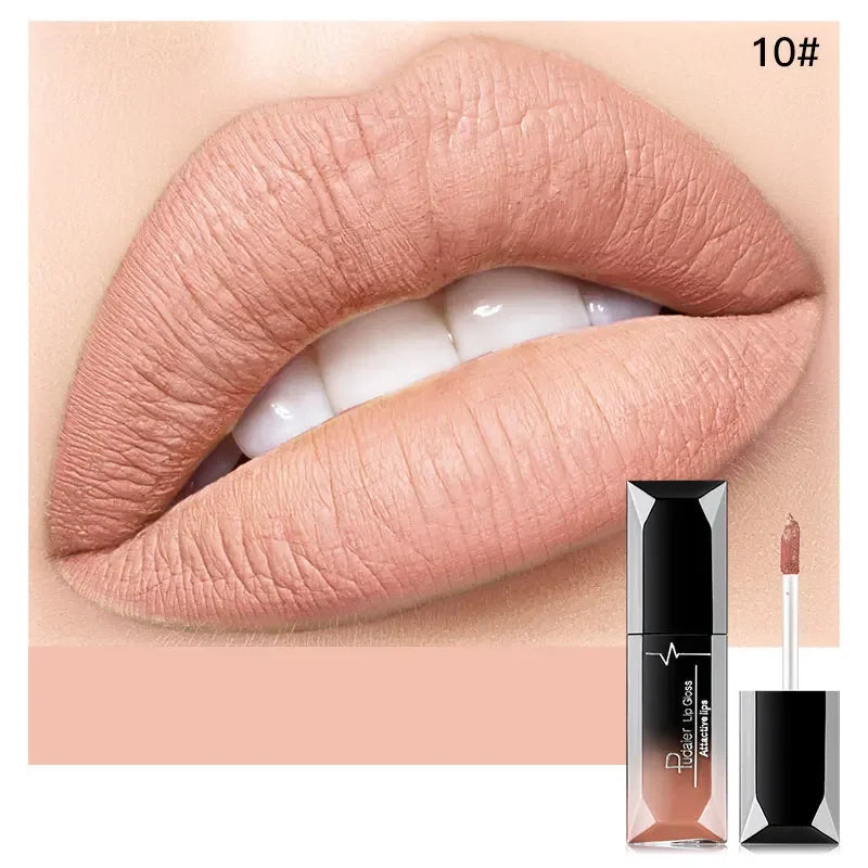 Pudaier 21 Couleurs Nude Velvet LipGloss Waterproof Sexy Matte Rouge à lèvres liquide Hydratant Gloss à lèvres Maquillage Beauté Cosmétiques