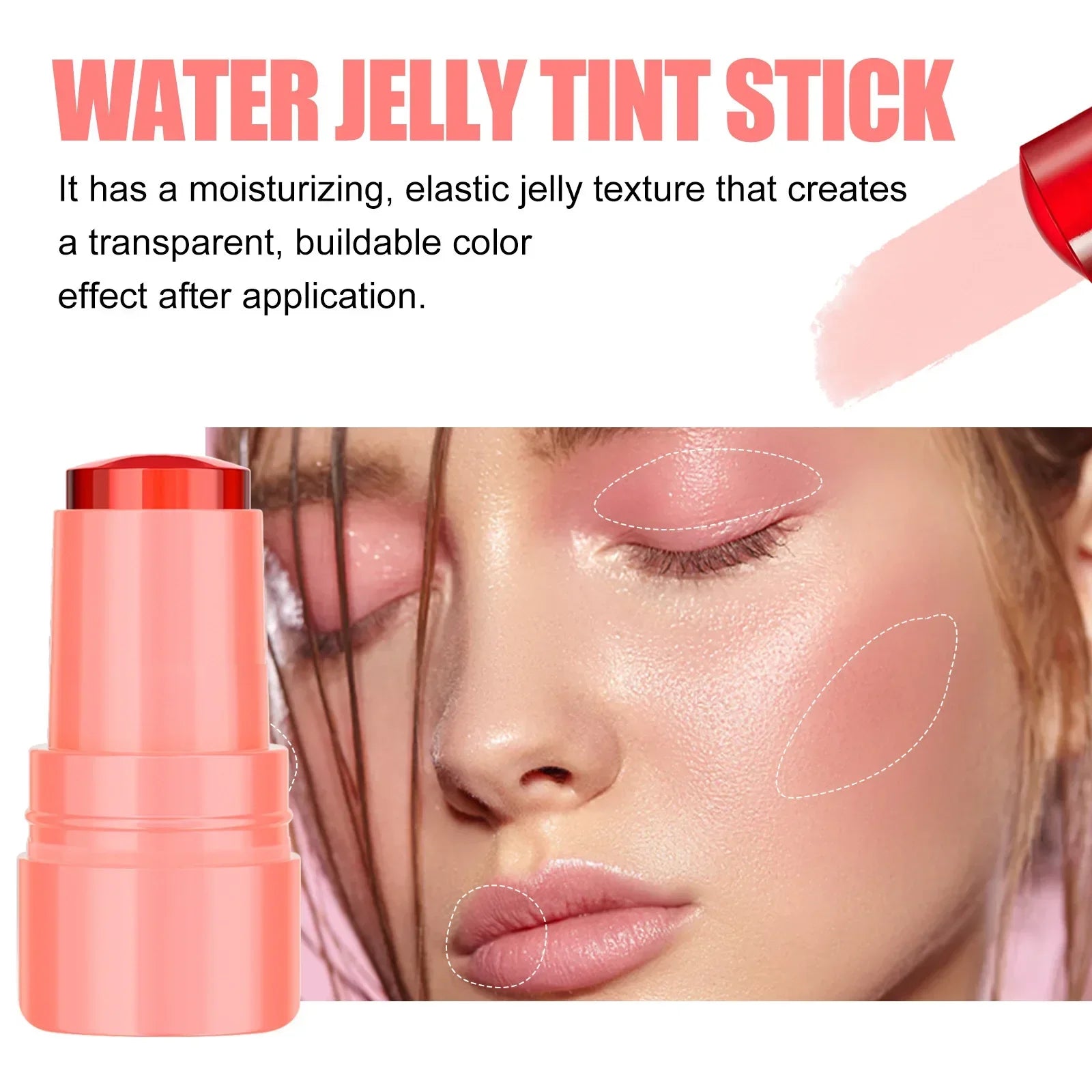 Blush en gel d'eau, gloss à lèvres multicolore, waterproof, longue tenue, crème à joues hydratante, stick teinté pour les lèvres, maquillage beauté