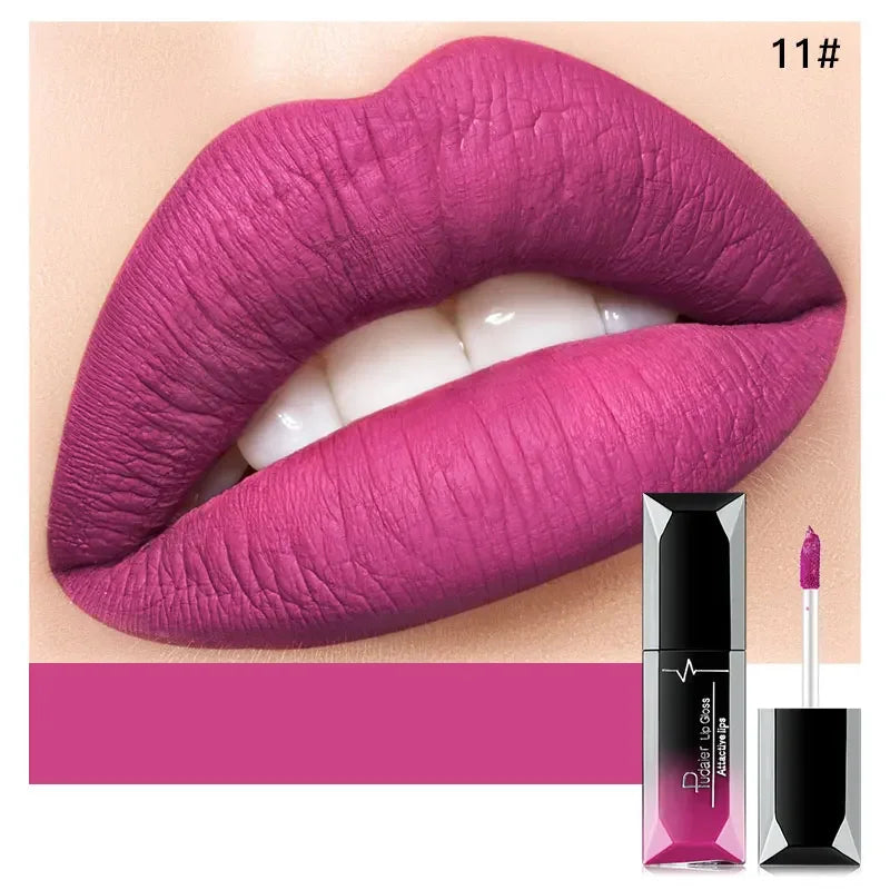 Pudaier 21 Couleurs Nude Velvet LipGloss Waterproof Sexy Matte Rouge à lèvres liquide Hydratant Gloss à lèvres Maquillage Beauté Cosmétiques