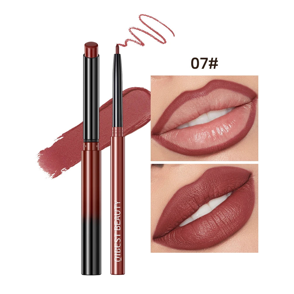 QIBEST Coffret de 2 crayons à lèvres mats et veloutés, maquillage contour des lèvres, rouge à lèvres rouge sexy longue tenue