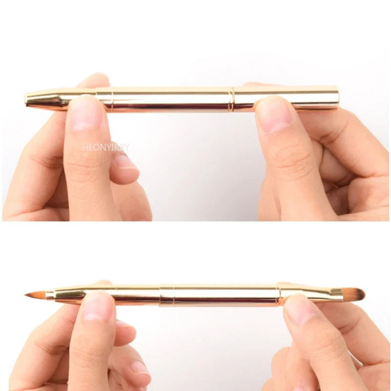 Pinceau rétractable pour les lèvres, pinceau à rouge à lèvres et gloss, pinceau télescopique double usage pour les lèvres et les yeux, outil de beauté avec capuchon de protection