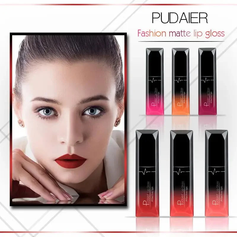 Pudaier 21 Couleurs Nude Velvet LipGloss Waterproof Sexy Matte Rouge à lèvres liquide Hydratant Gloss à lèvres Maquillage Beauté Cosmétiques
