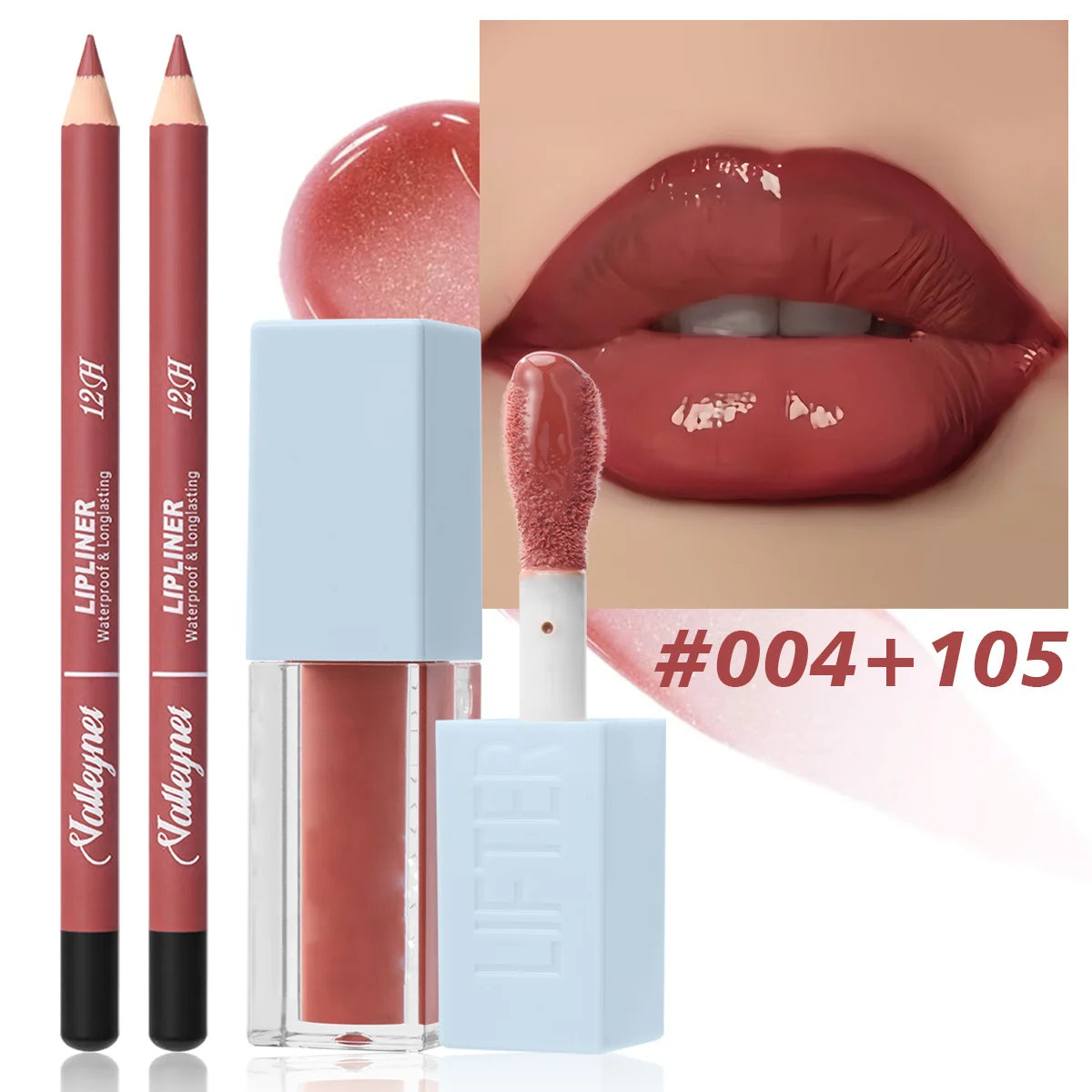 Ensemble de 2 pièces : crayon à lèvres + huile à lèvres, rouge à lèvres mat velours - Kit maquillage longue tenue et waterproof. Tutoriel maquillage.