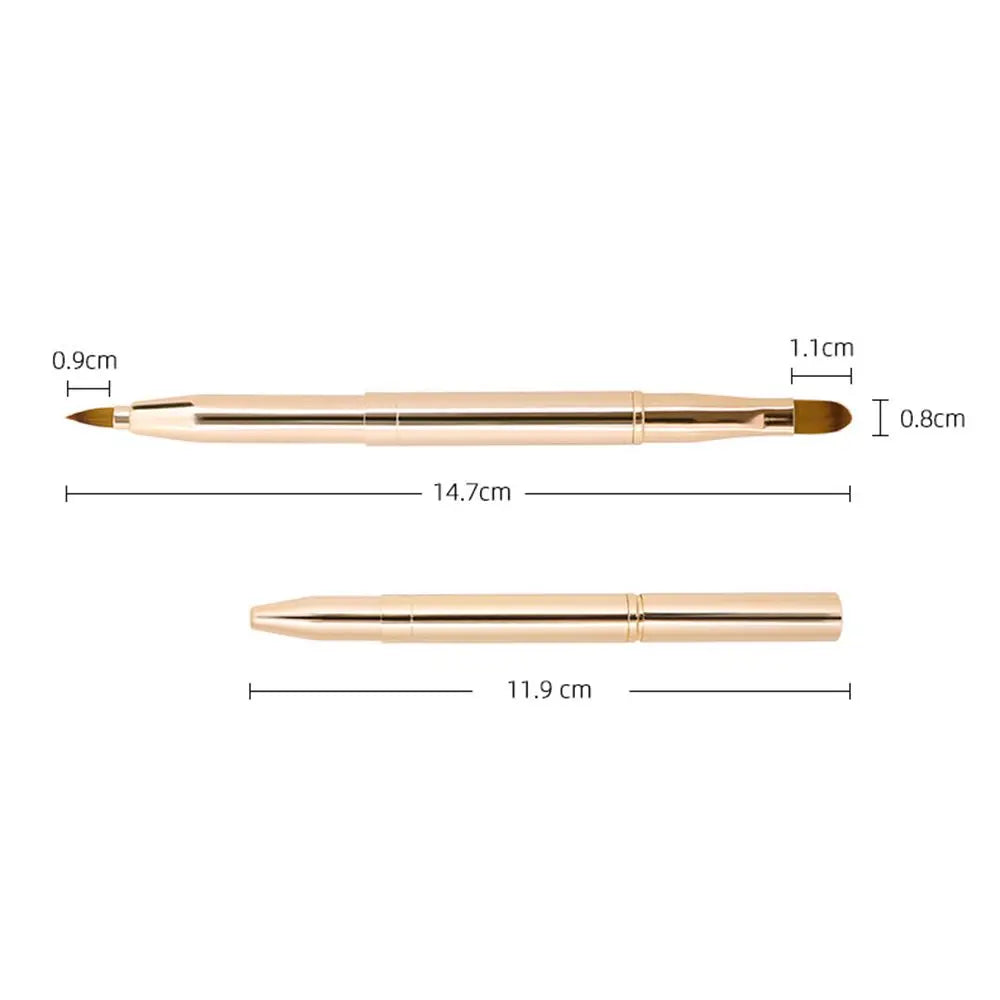 Pinceau à lèvres rétractable, outil de maquillage portable, avec capuchon de protection, pour les yeux et les lèvres.