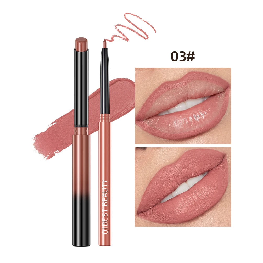 QIBEST Coffret de 2 crayons à lèvres mats et veloutés, maquillage contour des lèvres, rouge à lèvres rouge sexy longue tenue