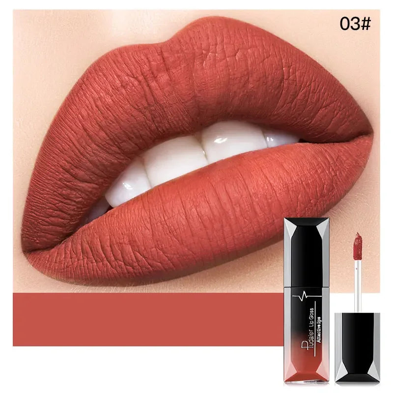 Pudaier 21 Couleurs Nude Velvet LipGloss Waterproof Sexy Matte Rouge à lèvres liquide Hydratant Gloss à lèvres Maquillage Beauté Cosmétiques