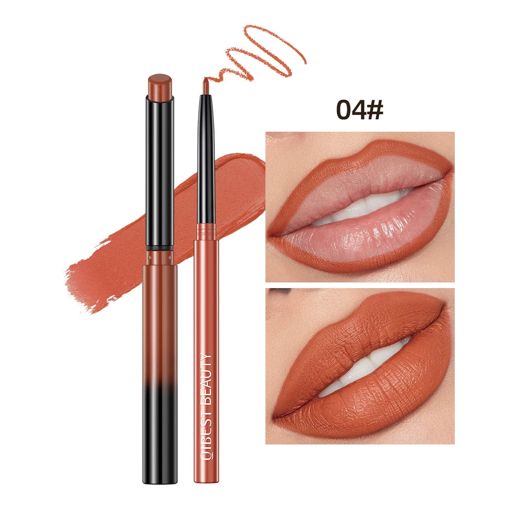 QIBEST Coffret de 2 crayons à lèvres mats et veloutés, maquillage contour des lèvres, rouge à lèvres rouge sexy longue tenue